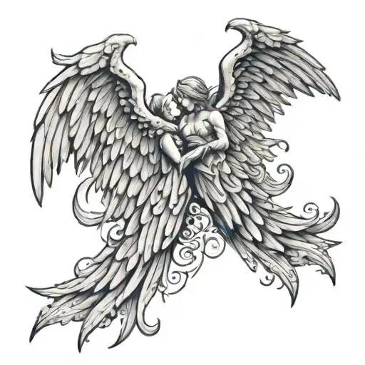 angel and devil wings tattoo design idea