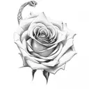 rose with a snake tattoo design idea