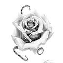 rose with a snake tattoo design idea