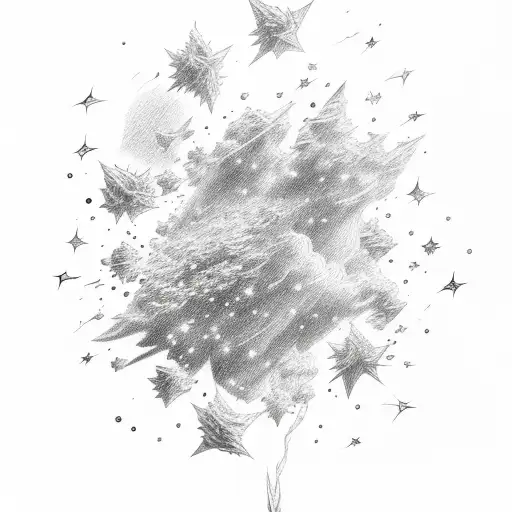 cluster of falling stars, nimbus 2000 broomstick  tattoo design idea