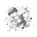 cluster of falling stars, nimbus 2000 broomstick  tattoo design idea