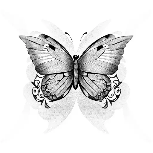 butterfly with "que sera sera" and "IX•XI•MMV" around it  tattoo design idea