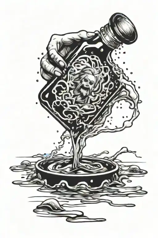 jhonny walker spilling alcohol from bottle pouring tattoo design idea