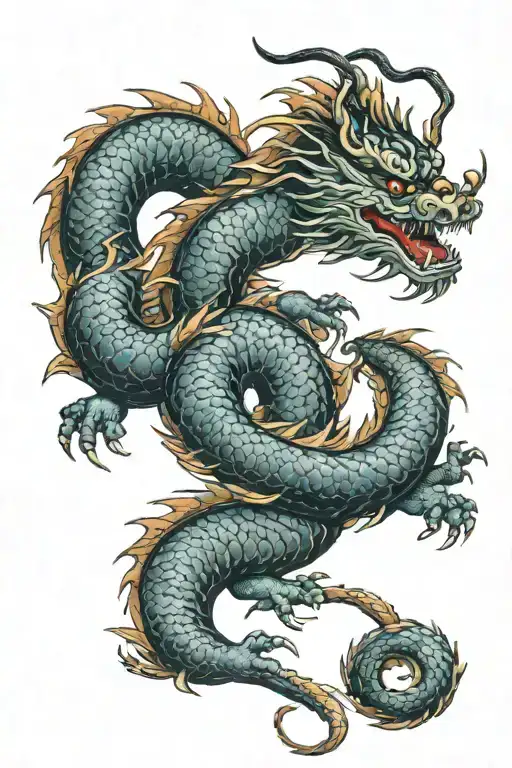 Korean dragon wrapped tattoo design idea