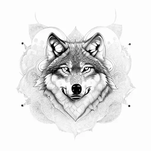Wolf with mandala tattoo design idea