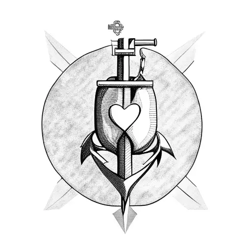 real human heart with syringe and anchor, deconstruct and recombine tattoo design idea