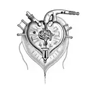 real human heart with syringe and anchor, deconstruct and recombine tattoo design idea