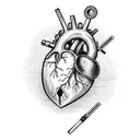 real human heart with syringe and anchor, deconstruct and recombine tattoo design idea