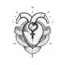 real human heart with syringe and anchor, deconstruct and recombine tattoo design idea