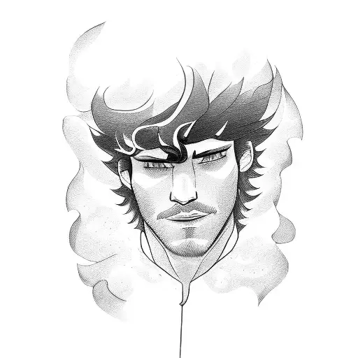Man with dark blond curls tattoo design idea