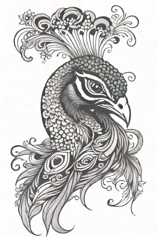 Peacock head tattoo design idea