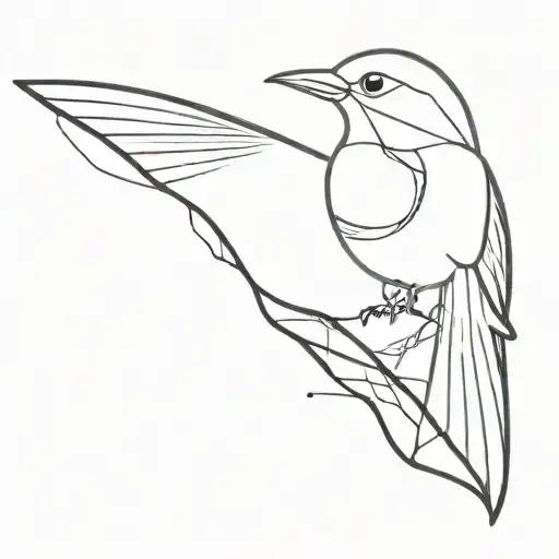 An abstract tattoo design featuring the outline of Georgia with a subtle mockingbird hidden within the lines, symbolizing your love for your home state and favorite bird in a minimalist style. tattoo design idea