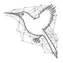 An abstract tattoo design featuring the outline of Georgia with a subtle mockingbird hidden within the lines, symbolizing your love for your home state and favorite bird in a minimalist style. tattoo design idea