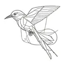 An abstract tattoo design featuring the outline of Georgia with a subtle mockingbird hidden within the lines, symbolizing your love for your home state and favorite bird in a minimalist style. tattoo design idea