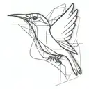 An abstract tattoo design featuring the outline of Georgia with a subtle mockingbird hidden within the lines, symbolizing your love for your home state and favorite bird in a minimalist style. tattoo design idea