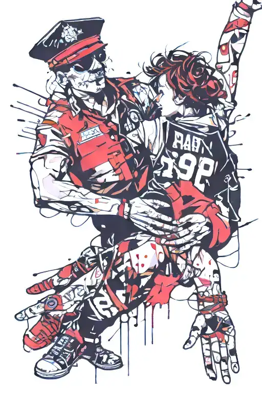 cop daughter holding hands tattoo design idea