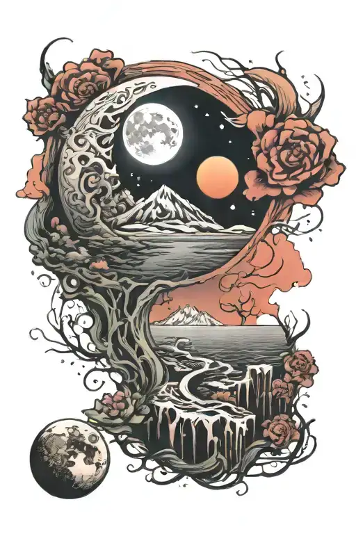 Purpose of life moon design tattoo design idea