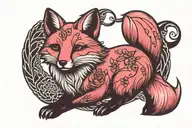 fox, pink mini skirt tattoo design idea