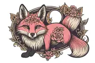 fox, pink mini skirt tattoo design idea