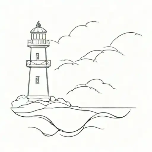 a lighthouse in a storm divided in two  tattoo design idea