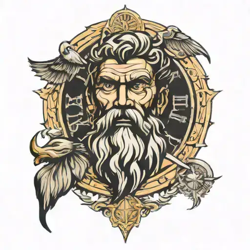 zeus face with Roman numeral clock face  tattoo design idea