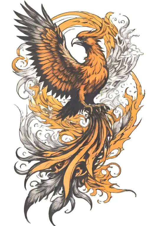 phoenix rising from the ashes tattoo design idea