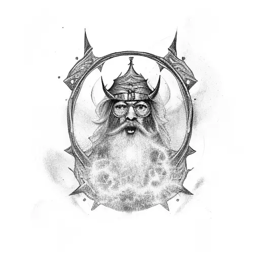 a wizard standing at the gate of a portal tattoo design idea