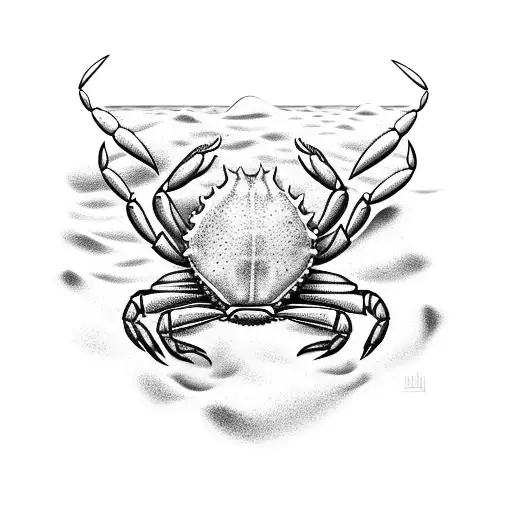 crab and beach  tattoo design idea