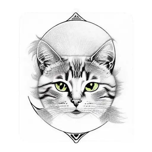Tarot cards, the sun and the moon, with one cat on eachone. The cards are solapated by the corner tattoo design idea