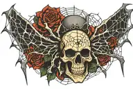 spider cobweb skull tattoo design idea