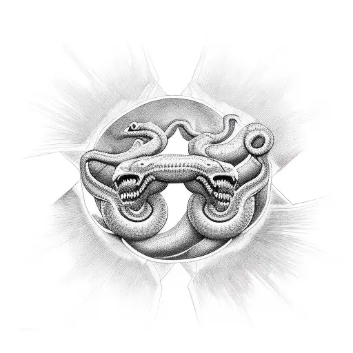 Make a full chest and abdomen tattoo of Adam and Eve and the Serpent in The Garden of Eden. The sun is shining strong tattoo design idea