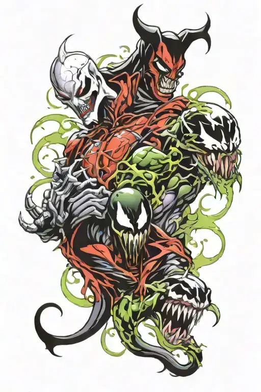 spawn and venom   tattoo design idea