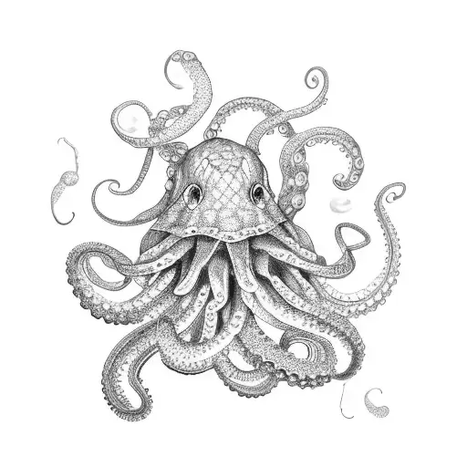 lace and pearl garter octopus tattoo design idea