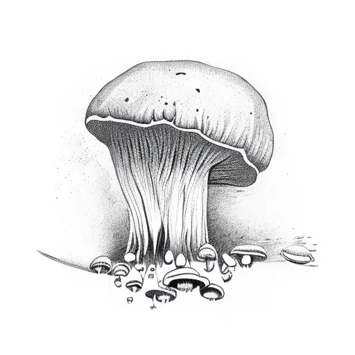 a mushroom coming out of planet earth tattoo design idea