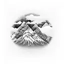 highs and lows mountains black and white. peace patience  tattoo design idea