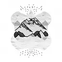 highs and lows mountains black and white. peace patience  tattoo design idea