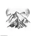highs and lows mountains black and white. peace patience  tattoo design idea