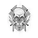 a skull with 5 nails and a magic book tattoo design idea