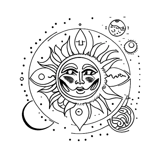 Sun and Moon tattoo design idea