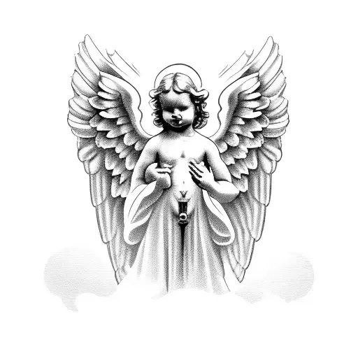 angel Cherub from the old covenant with lightning's  tattoo design idea