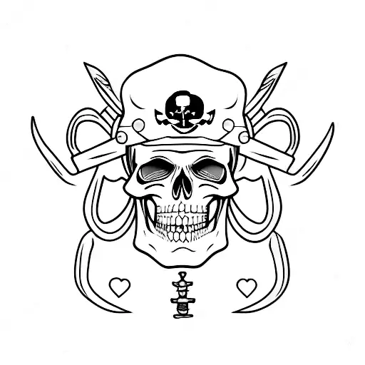 Skeleton with pirate hat tattoo design idea