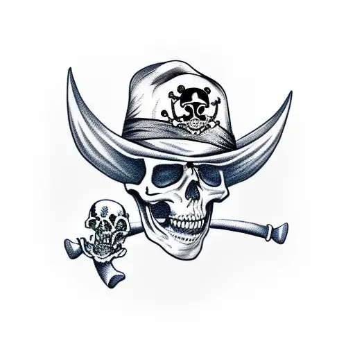 Skeleton with pirate hat tattoo design idea