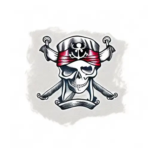 Skeleton with pirate hat tattoo design idea