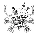 Skeleton with pirate hat tattoo design idea