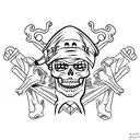 Skeleton with pirate hat tattoo design idea