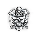 Skeleton with pirate hat tattoo design idea