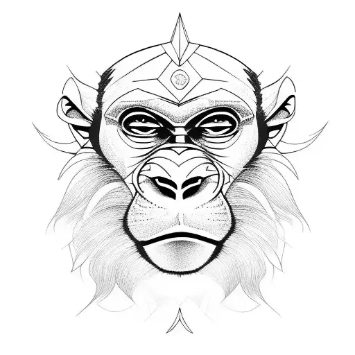 monkey face tattoo design idea