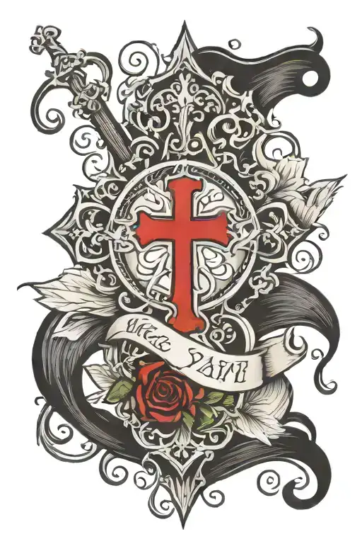 cross with wife intials and wedding date tattoo tattoo design idea