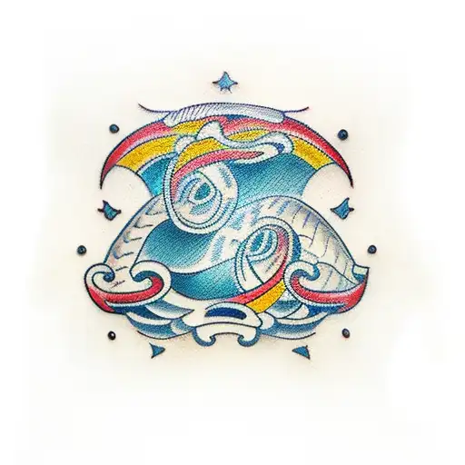 A traditional-style tattoo of a lucky horseshoe surrounded by sexy pin-up girls tattoo design idea