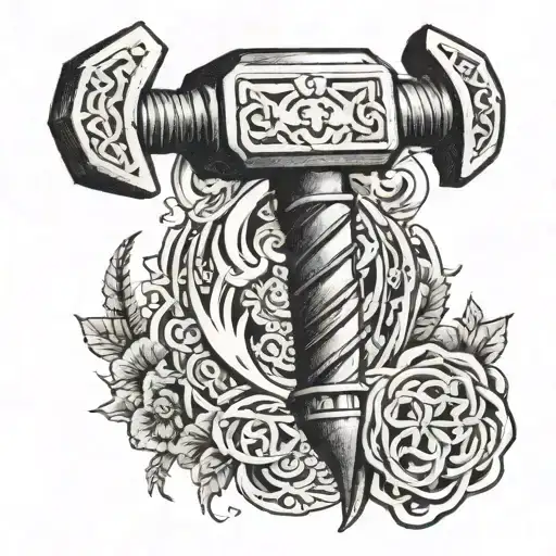 thors hammer thunder only happens tattoo design idea